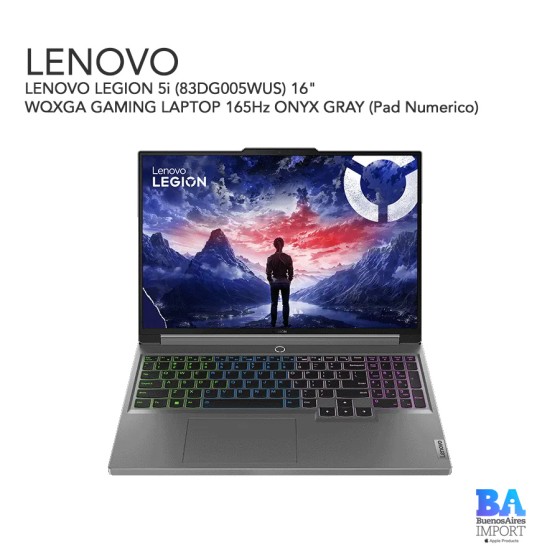 LENOVO LEGION 5i (83DG005WUS) 16" WQXGA GAMING LAPTOP 165Hz ONYX GRAY (Pad...