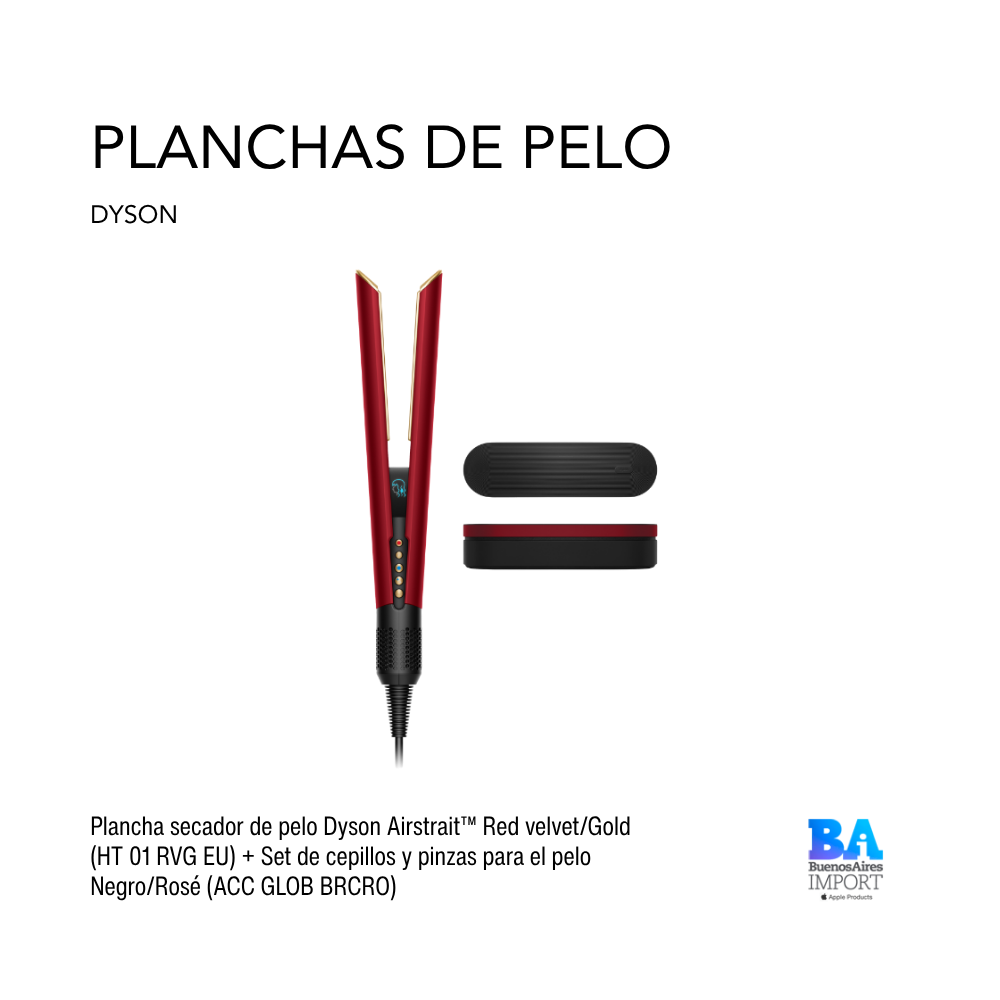 Plancha secador de pelo Dyson Airstrait + Set de cepillos y pinzas