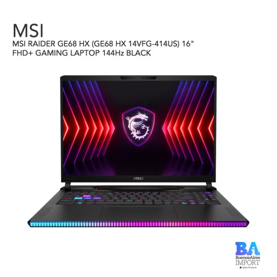 MSI RAIDER GE68 HX (GE68 HX 14VFG-414US) 16" FHD+ GAMING LAPTOP 144Hz BLACK