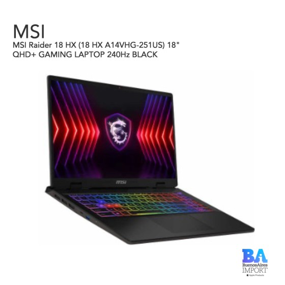 MSI Raider 18 HX (18 HX A14VHG-251US) 18" QHD+ GAMING LAPTOP 240Hz BLACK