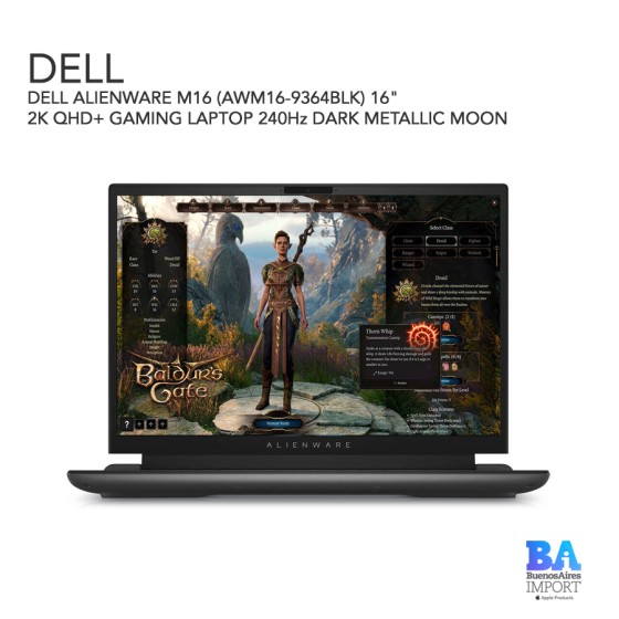 DELL ALIENWARE M16 (AWM16-9364BLK) 16" 2K QHD+ GAMING LAPTOP 240Hz DARK...