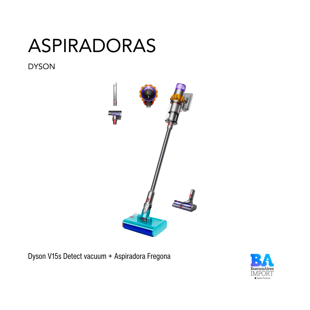 Dyson V15s Detect vacuum + Aspiradora Fregona