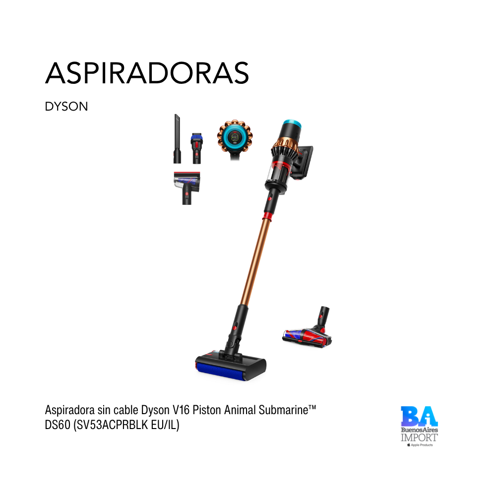 Aspiradora sin cable Dyson V16 Piston Animal Submarine™ DS60 (SV53ACPRBLK EU/IL)