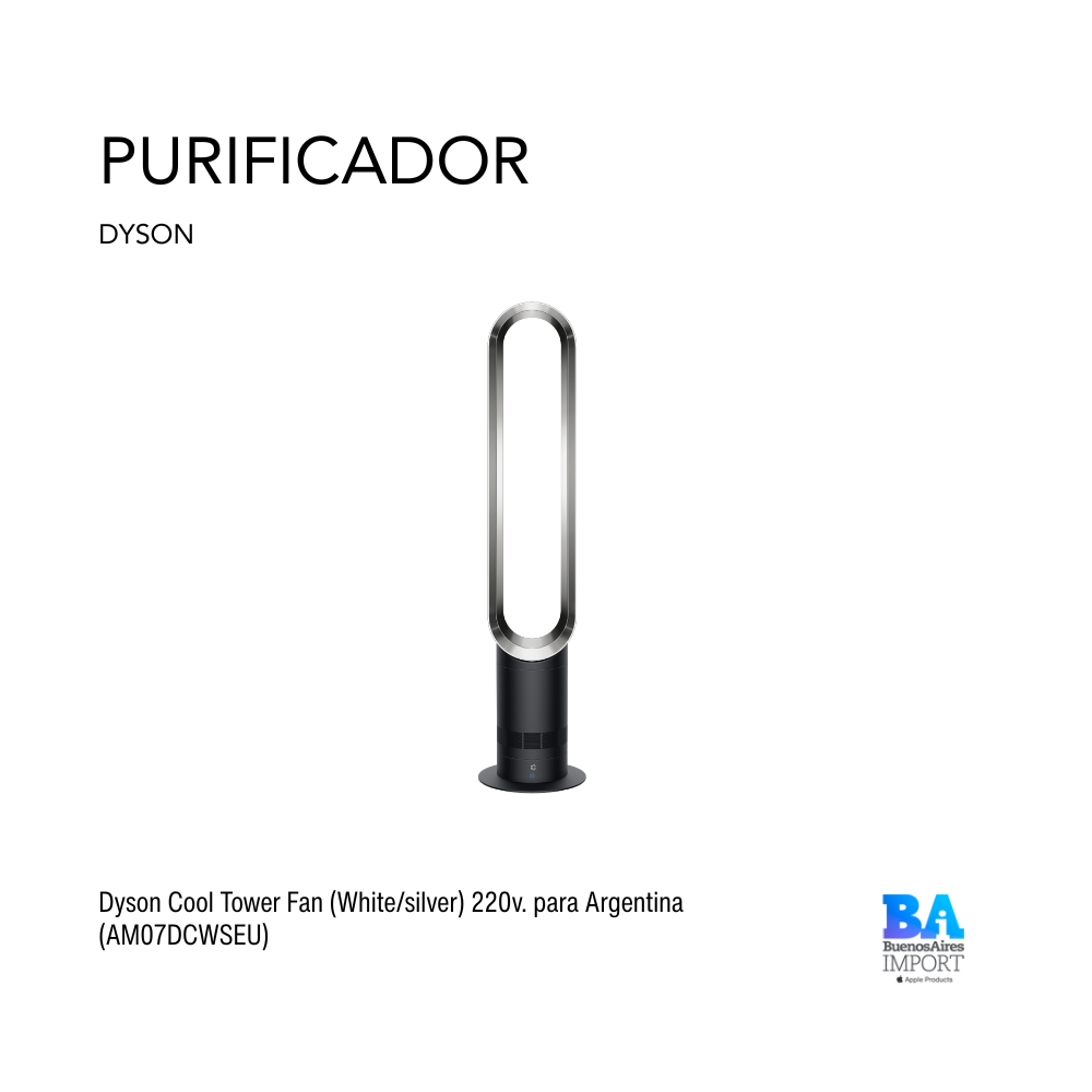Dyson Cool Tower Fan (White/silver) 220v. para Argentina (AM07DCWSEU)