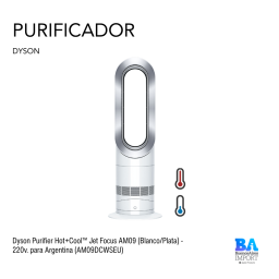 Dyson Purifier Hot+Cool™ Jet Focus AM09 (Blanco/Plata) - 220v. para Argentina (AM09DCWSEU)