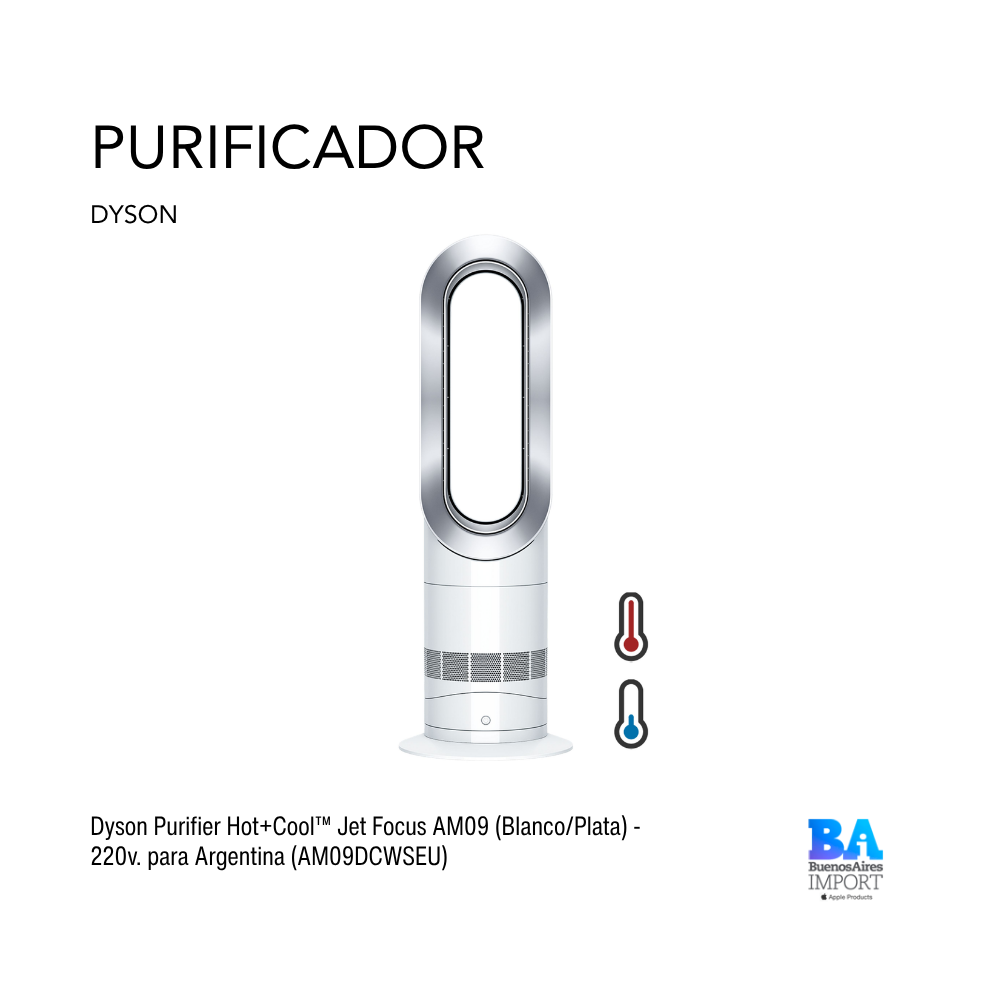 Dyson Purifier Hot+Cool™ Jet Focus AM09 (Blanco/Plata) - 220v. para Argentina (AM09DCWSEU)