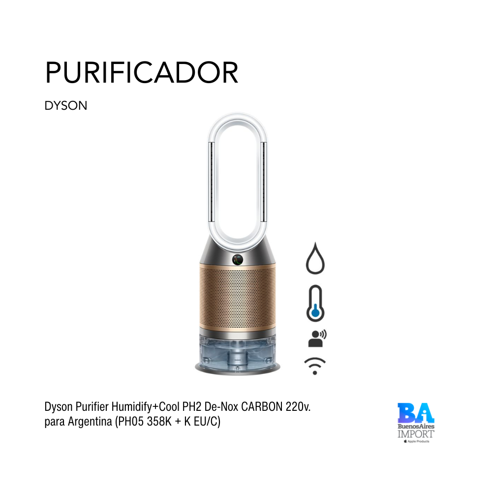 Dyson Purifier Humidify+Cool PH2 De-Nox CARBON 220v. para Argentina (PH05 358K + K EU/C)