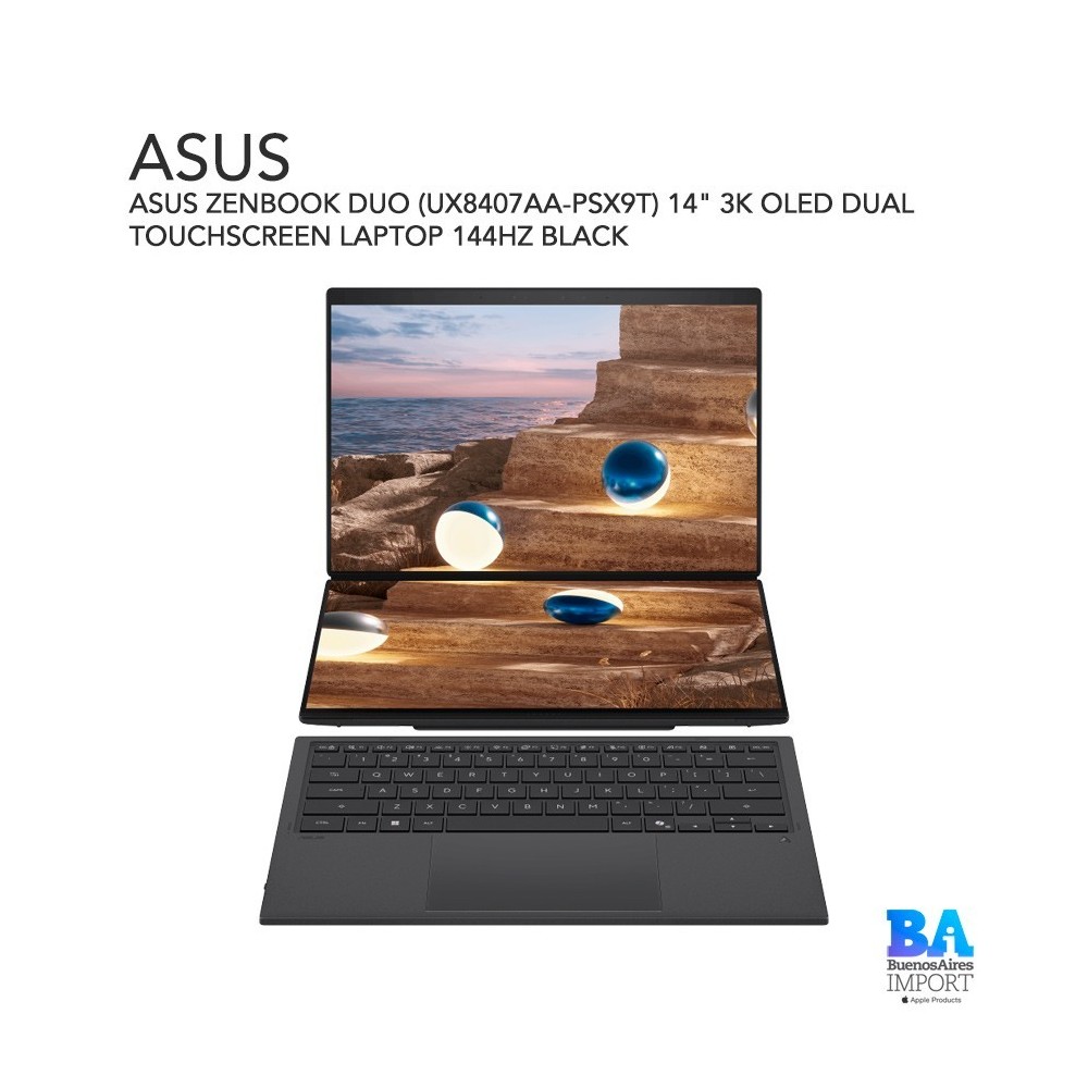 ASUS ZENBOOK DUO (UX8407AA-PSX9T) 14" 3K OLED DUAL TOUCHSCREEN LAPTOP 144HZ BLACK