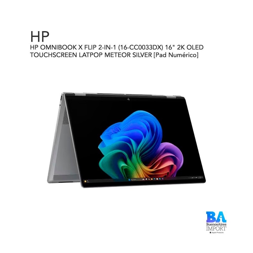 HP OMNIBOOK X FLIP 2-IN-1 (16-CC0033DX) 16" 2K OLED TOUCHSCREEN LATPOP METEOR SILVER [Pad Numérico]