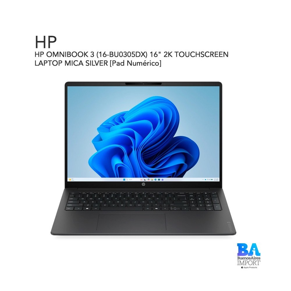 HP OMNIBOOK 3 (16-BU0305DX) 16" 2K TOUCHSCREEN LAPTOP MICA SILVER  [Pad Numérico]