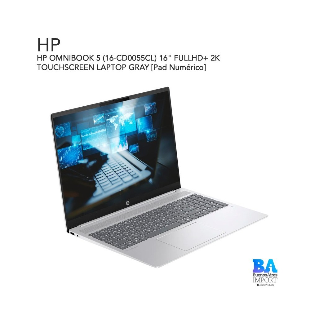 HP OMNIBOOK 5 (16-CD0055CL) 16" FULLHD+ 2K TOUCHSCREEN LAPTOP GRAY [Pad Numérico]