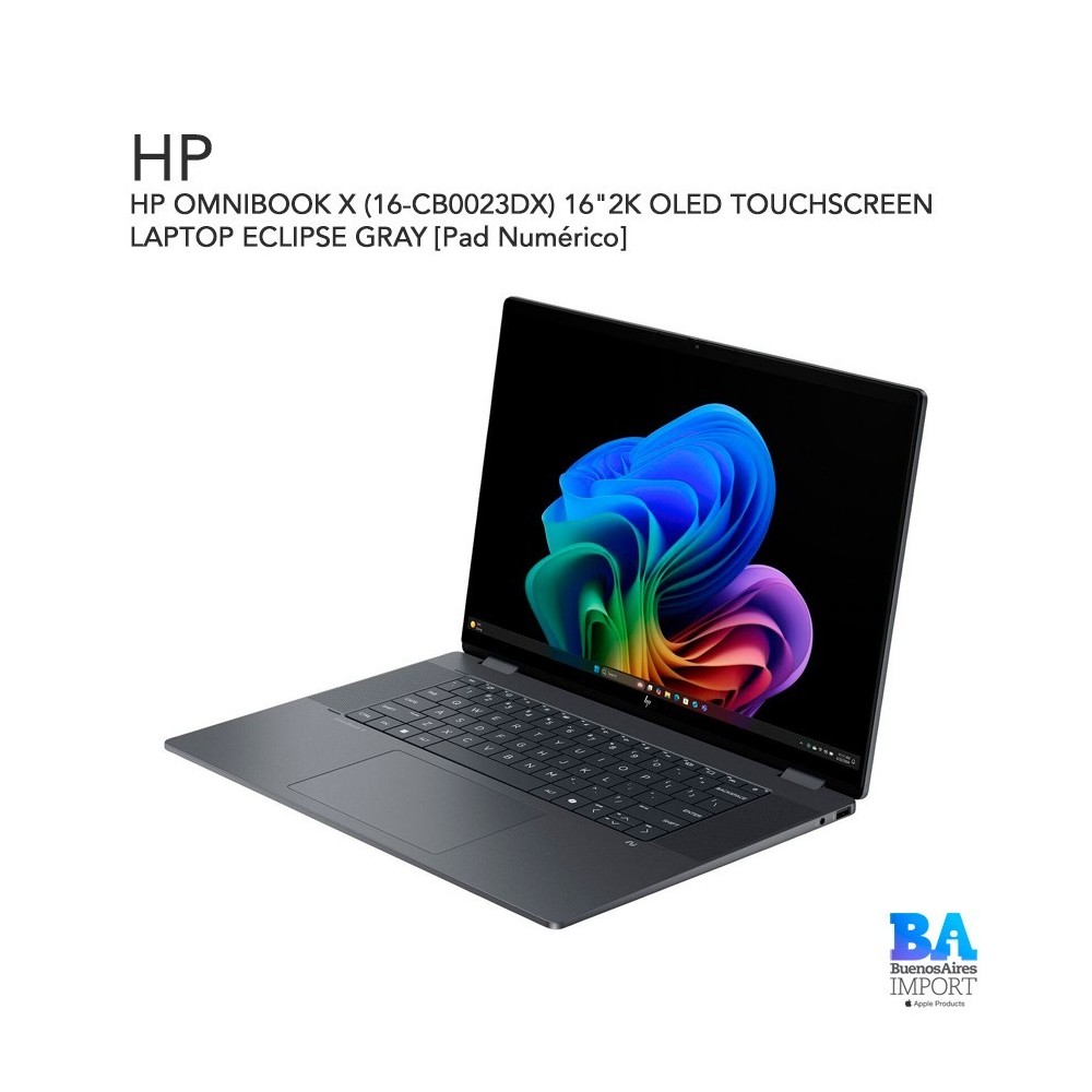 HP OMNIBOOK X (16-CB0023DX) 16"2K OLED TOUCHSCREEN LAPTOP ECLIPSE GRAY [Pad Numérico]