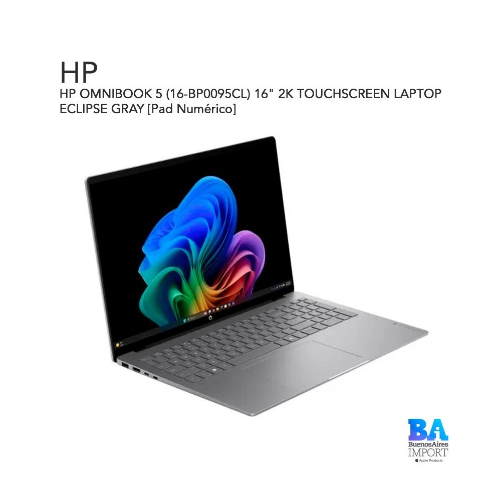 HP OMNIBOOK 5 (16-BP0095CL) 16" 2K TOUCHSCREEN LAPTOP ECLIPSE GRAY [Pad Numérico]