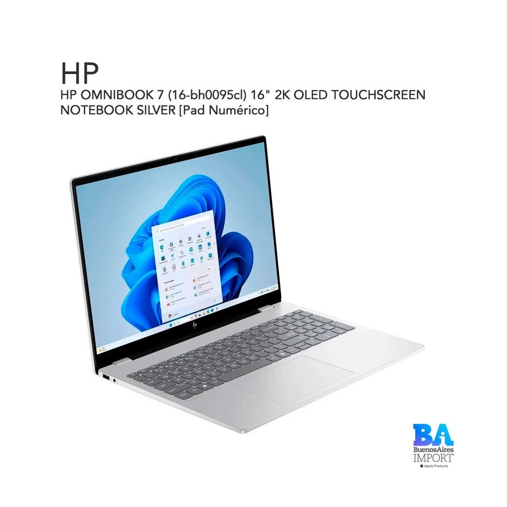 HP OMNIBOOK 7 (16-bh0095cl) 16" 2K OLED TOUCHSCREEN NOTEBOOK SILVER [Pad Numérico]