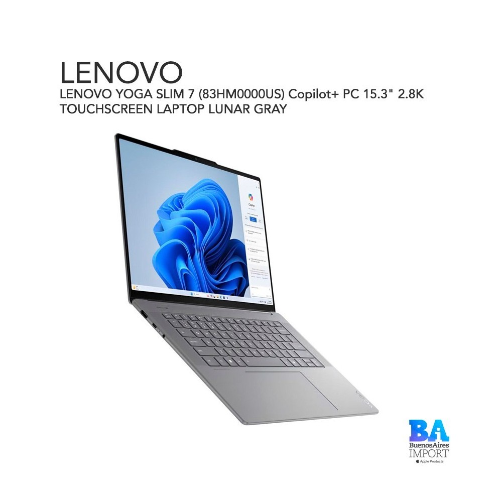 LENOVO YOGA SLIM 7 (83HM0000US) Copilot+ PC 15.3" 2.8K TOUCHSCREEN LAPTOP LUNAR GRAY