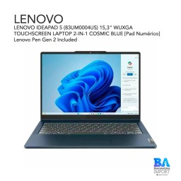 LENOVO IDEAPAD 5 (83UM0004US) 15,3" WUXGA TOUCHSCREEN LAPTOP 2-IN-1 COSMIC BLUE [Pad Numérico] Lenovo Pen Gen 2 Included