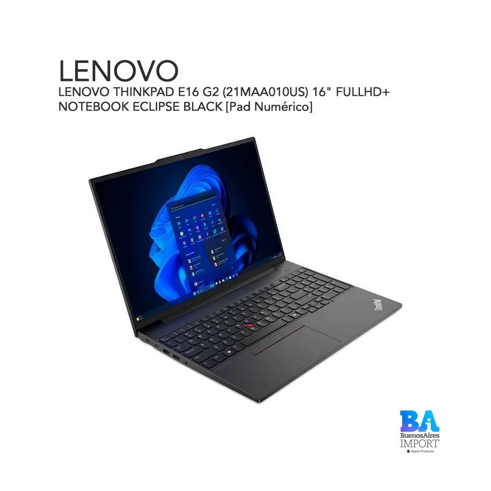 LENOVO THINKPAD E16 G2 (21MAA010US) 16" FULLHD+ NOTEBOOK ECLIPSE BLACK [Pad Numérico]
