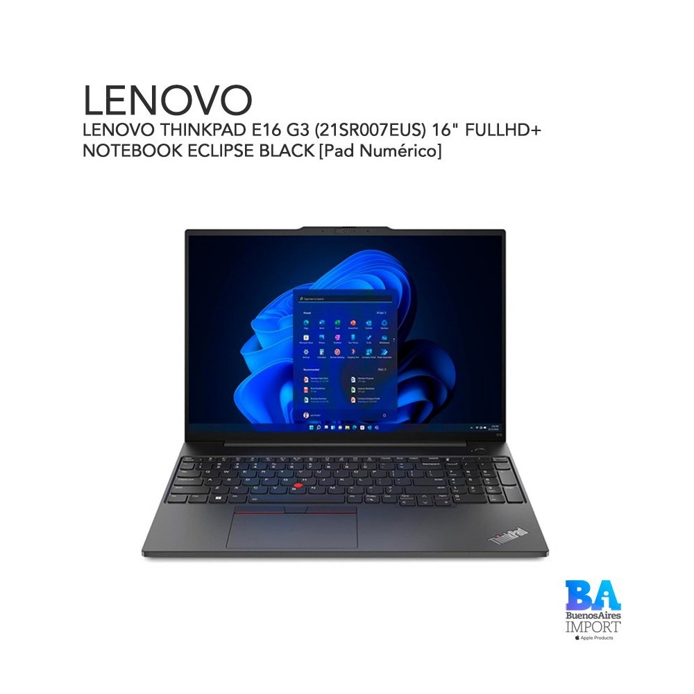 LENOVO THINKPAD E16 G3 (21SR007EUS) 16" FULLHD+ NOTEBOOK ECLIPSE BLACK [Pad Numérico]