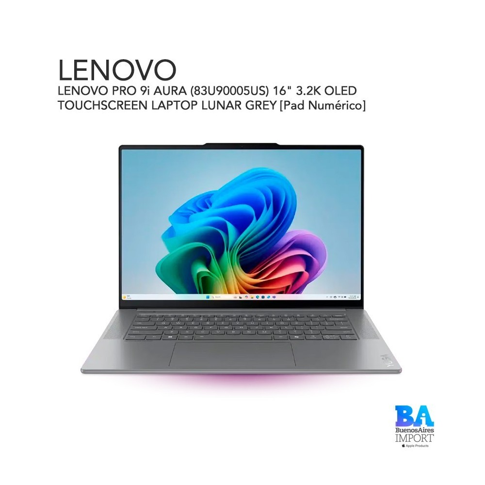 LENOVO PRO 9i AURA (83U90005US) 16" 3.2K OLED TOUCHSCREEN LAPTOP LUNAR GREY [Pad Numérico]