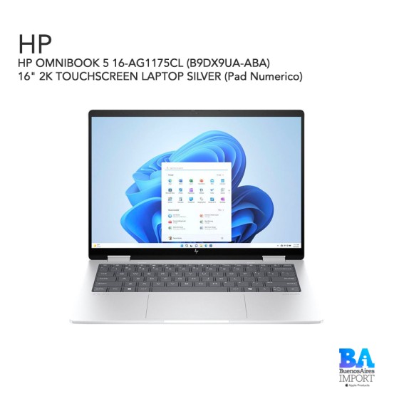 HP OMNIBOOK 5 16-AG1175CL (B9DX9UA-ABA) 16" 2K TOUCHSCREEN LAPTOP SILVER (Pad...