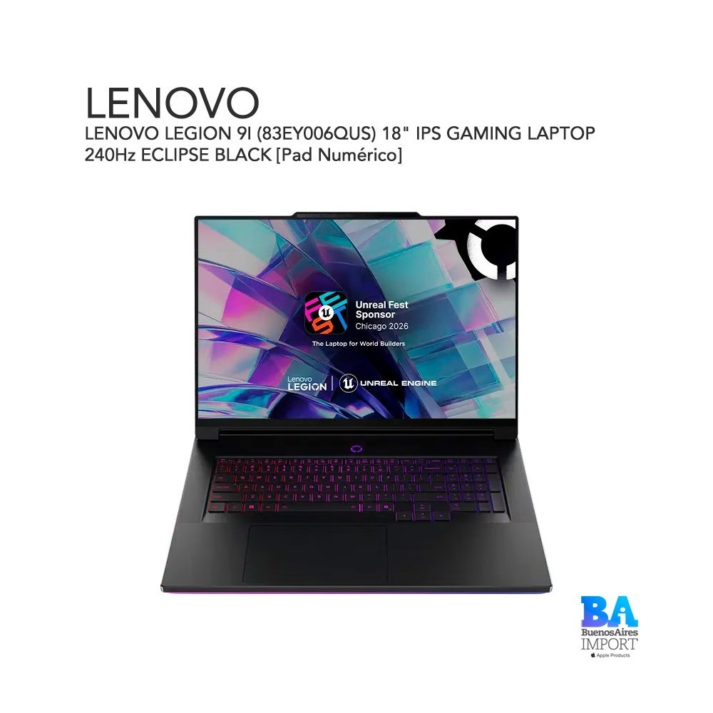 LENOVO LEGION 9I (83EY006QUS) 18" IPS GAMING LAPTOP 240Hz ECLIPSE BLACK [Pad Numérico]