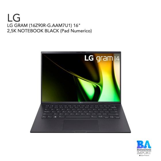 LG GRAM (16Z90R-G.AAM7U1) 16" 2,5K NOTEBOOK BLACK (Pad Numerico)