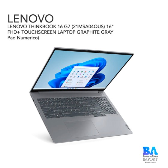 LENOVO THINKBOOK 16 G7 (21MSA04QUS) 16" FHD+ TOUCHSCREEN LAPTOP GRAPHITE GRAY...
