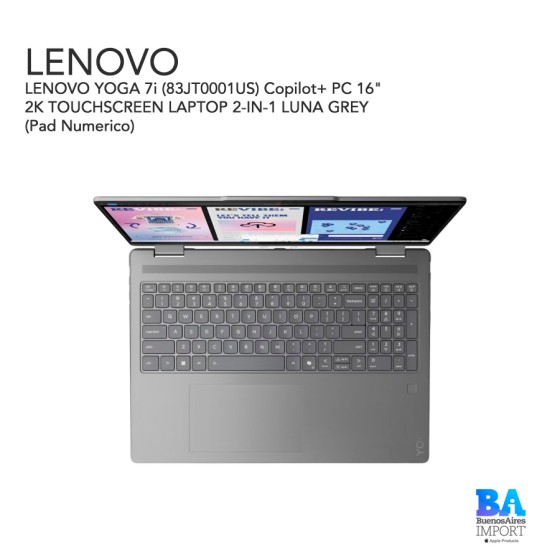 LENOVO YOGA 7i (83JT0001US) Copilot+ PC 16" 2K TOUCHSCREEN LAPTOP 2-IN-1 LUNA...