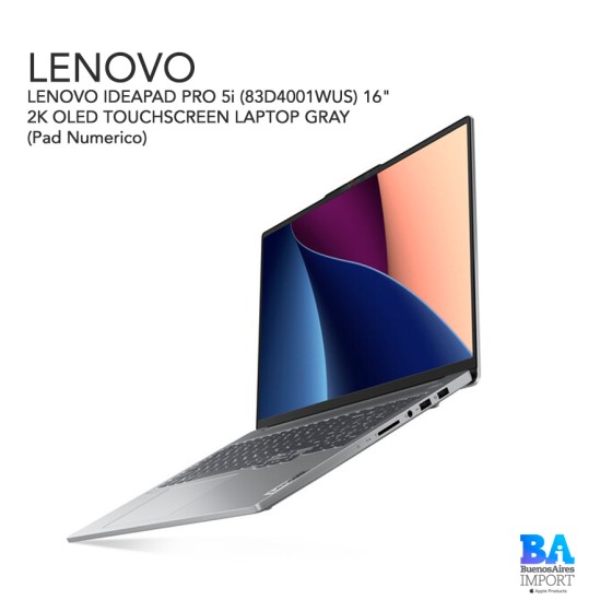 LENOVO IDEAPAD PRO 5i (83D4001WUS) 16" 2K OLED TOUCHSCREEN LAPTOP GRAY (Pad...