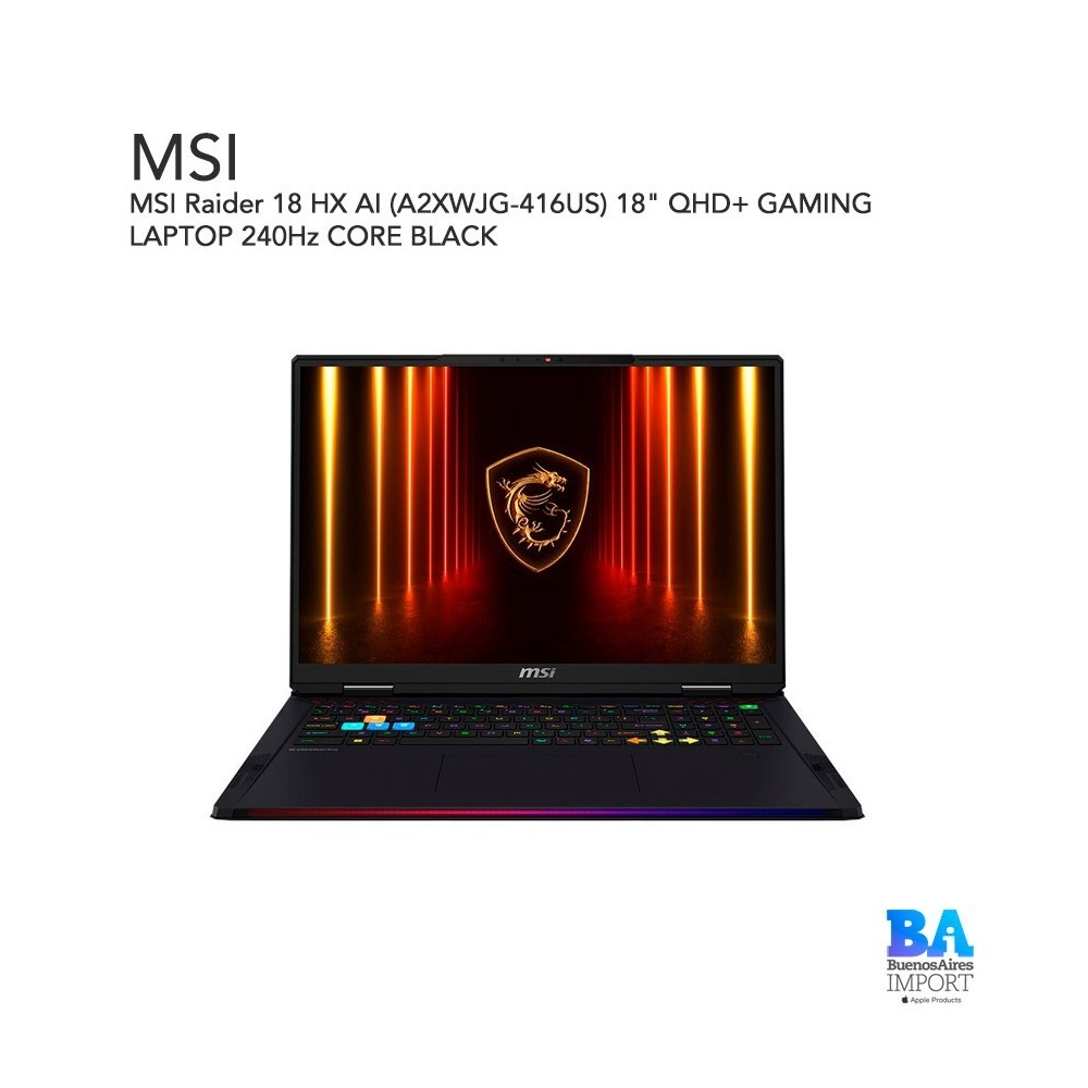 MSI Raider 18 HX AI (A2XWJG-416US) 18"  QHD+ GAMING LAPTOP 240Hz CORE BLACK
