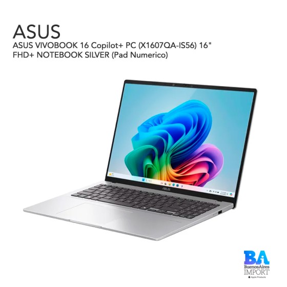 ASUS VIVOBOOK 16 Copilot+ PC (X1607QA-IS56) 16" FHD+ NOTEBOOK SILVER (Pad...