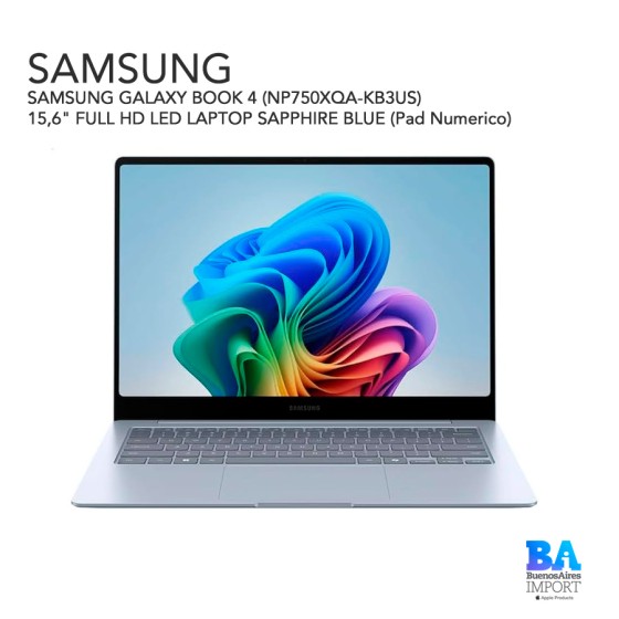 SAMSUNG GALAXY BOOK 4 (NP750XQA-KB3US) 15,6" FULL HD LED LAPTOP SAPPHIRE BLUE...