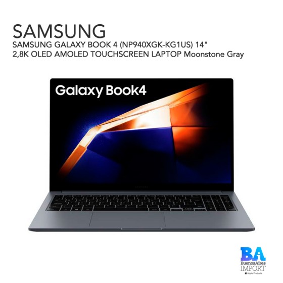 SAMSUNG GALAXY BOOK 4 (NP940XGK-KG1US) 14" 2,8K OLED AMOLED TOUCHSCREEN...