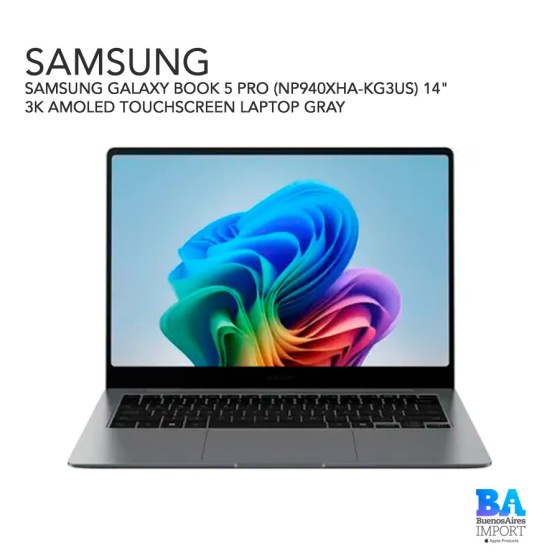 SAMSUNG GALAXY BOOK 5 PRO (NP940XHA-KG3US) 14" 3K AMOLED TOUCHSCREEN LAPTOP GRAY