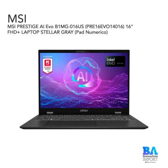 MSI PRESTIGE AI Evo B1MG-016US (PRE16EVO14016) 16" FHD+ LAPTOP STELLAR GRAY...