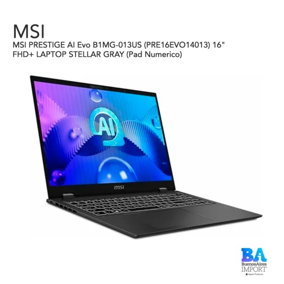 MSI PRESTIGE AI Evo B1MG-013US (PRE16EVO14013) 16" FHD+ LAPTOP STELLAR GRAY...
