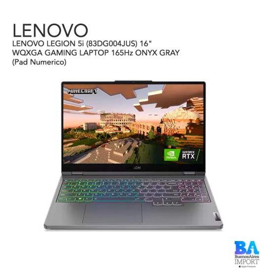 LENOVO LEGION 5i (83DG004JUS) 16" WQXGA GAMING LAPTOP 165Hz ONYX GRAY (Pad...