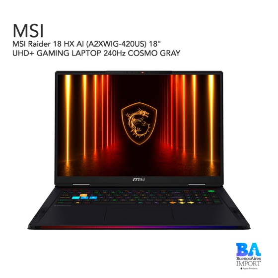 MSI Raider 18 HX AI (A2XWIG-420US) 18" UHD+ GAMING LAPTOP 240Hz COSMO GRAY