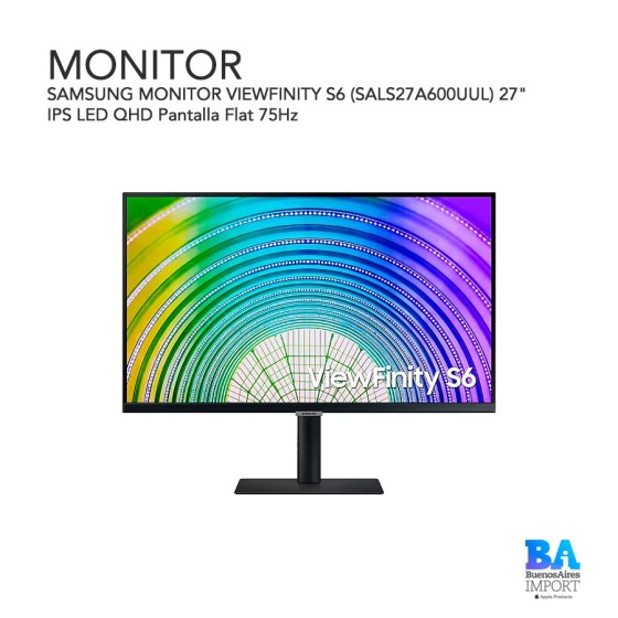 SAMSUNG MONITOR VIEWFINITY S6 (SALS27A600UUL) 27" IPS LED QHD Pantalla Flat 75Hz
