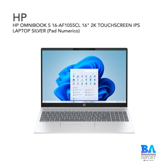 HP OMNIBOOK 5 16-AF1055CL 16" 2K TOUCHSCREEN IPS LAPTOP SILVER (Pad Numerico)
