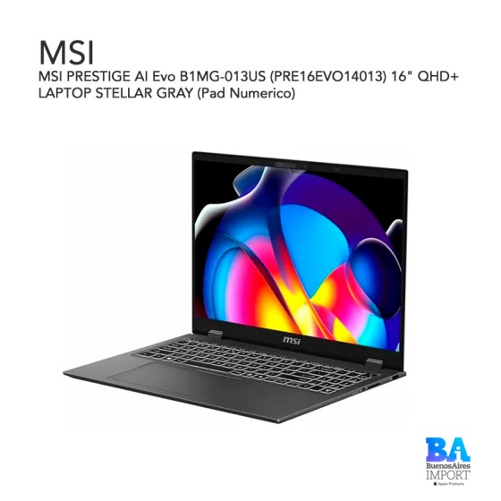 MSI PRESTIGE AI Evo B1MG-013US (PRE16EVO14013) 16" QHD+ LAPTOP STELLAR GRAY...