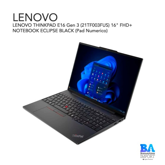 LENOVO THINKPAD E16 Gen 3 (21TF003FUS) 16" FHD+ NOTEBOOK ECLIPSE BLACK  (Pad...