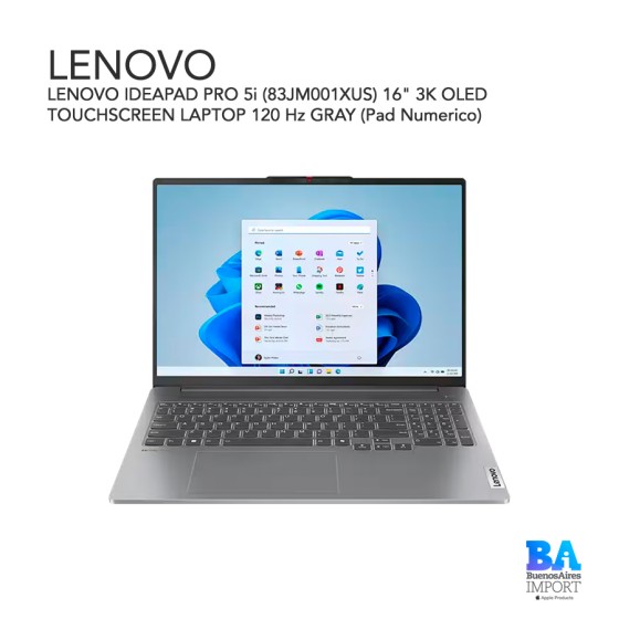 LENOVO IDEAPAD PRO 5i (83JM001XUS) 16" 3K OLED TOUCHSCREEN LAPTOP 120 Hz GRAY...