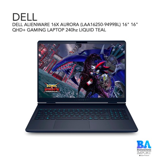 DELL ALIENWARE 16X AURORA (LAA16250-9499BL) 16" 16" QHD+ GAMING LAPTOP 240hz...