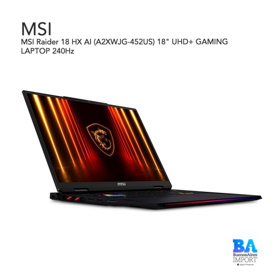 MSI Raider 18 HX AI (A2XWJG-452US) 18" UHD+ GAMING LAPTOP 240Hz