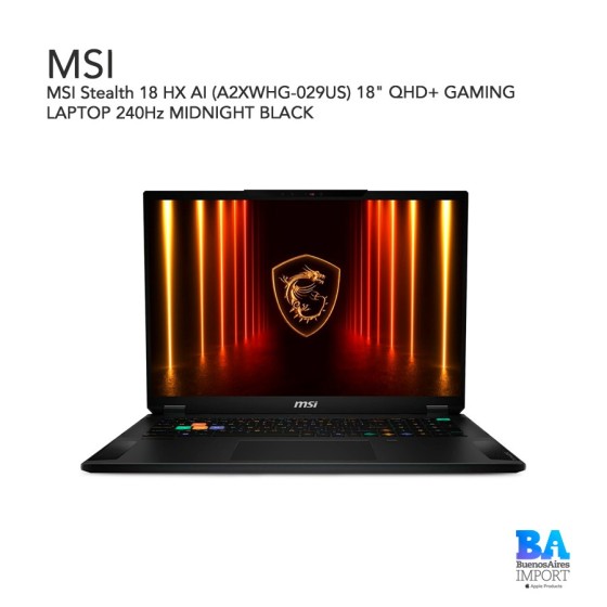 MSI Stealth 18 HX AI (A2XWHG-029US) 18" QHD+ GAMING LAPTOP 240Hz MIDNIGHT BLACK