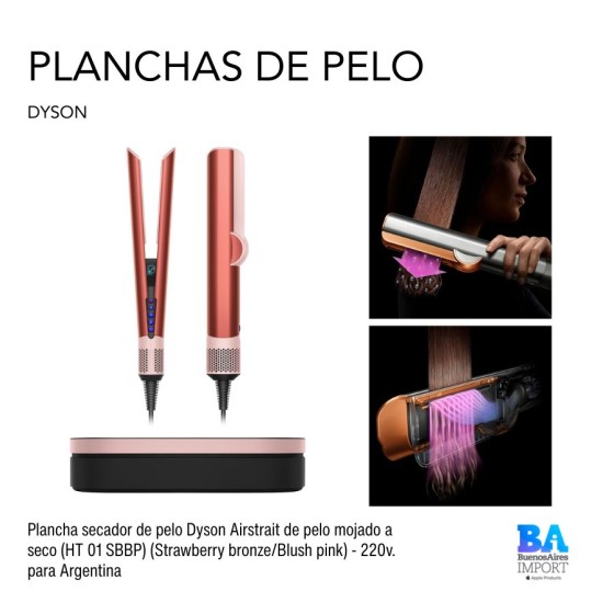 Plancha secador de pelo Dyson Airstrait de pelo mojado a seco (HT 01 SBBP)...