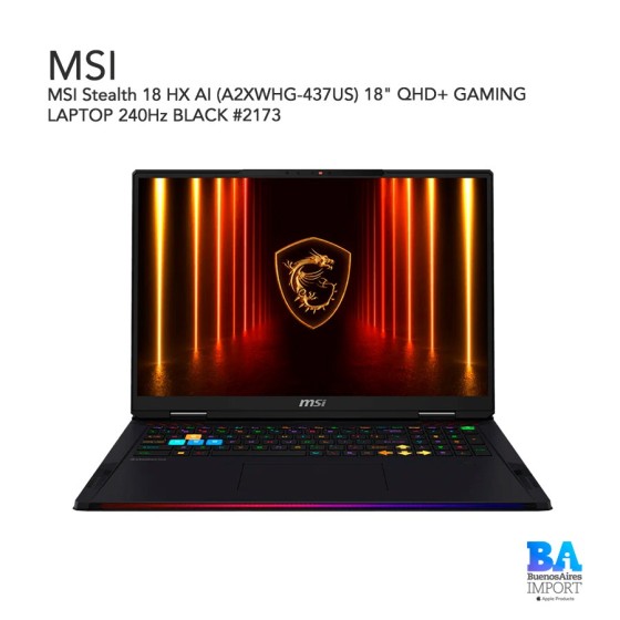 MSI Stealth 18 HX AI (A2XWHG-437US) 18" QHD+ GAMING LAPTOP 240Hz BLACK