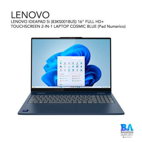 LENOVO IDEAPAD 5i (83KS001BUS) 16" FULL HD+ TOUCHSCREEN 2-IN-1 LAPTOP COSMIC...