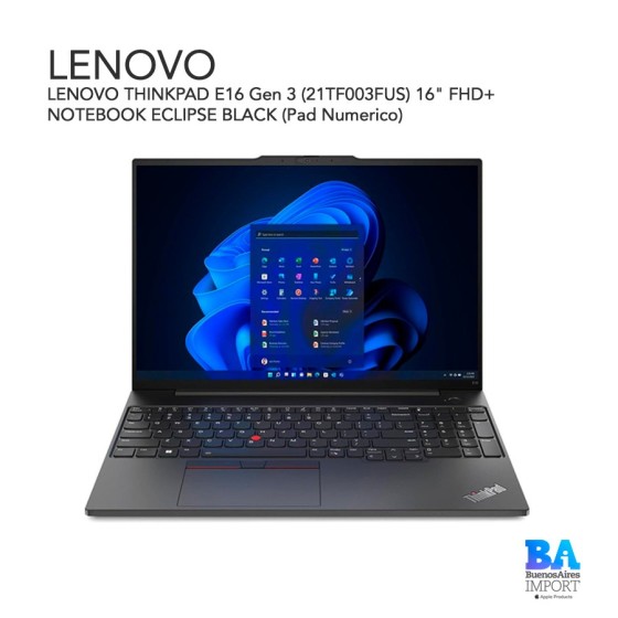 LENOVO THINKPAD E16 Gen 3 (21TF003FUS) 16" FHD+ NOTEBOOK ECLIPSE BLACK  (Pad...